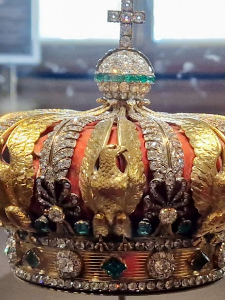 French Crown Jewels on display at Louvre Museum, Paris.
