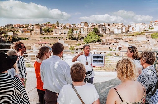 From Pompeii: Pompeii and Herculaneum Guided Tour with Train Transfer