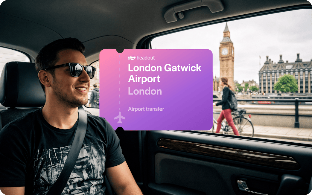 Private car transfer from London Gatwick Airport with view of Big Ben.