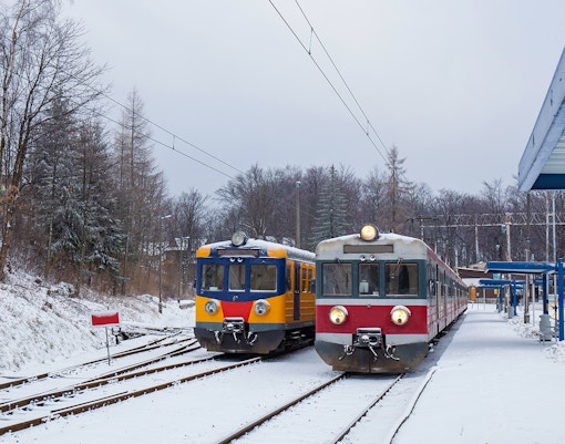 train in krakow outside krakow plaszow station