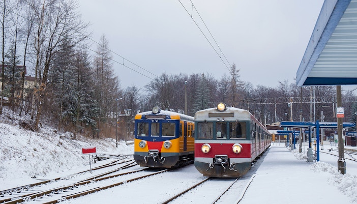 train in krakow outside krakow plaszow station