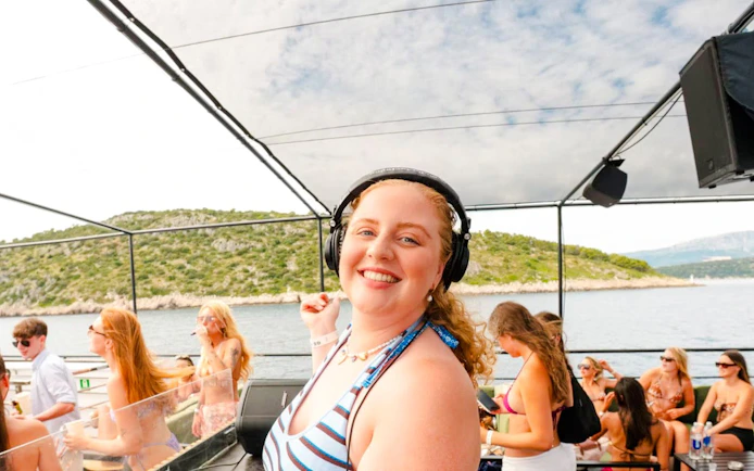Guests dancing on a yacht during Blue Lagoon Party from Split.