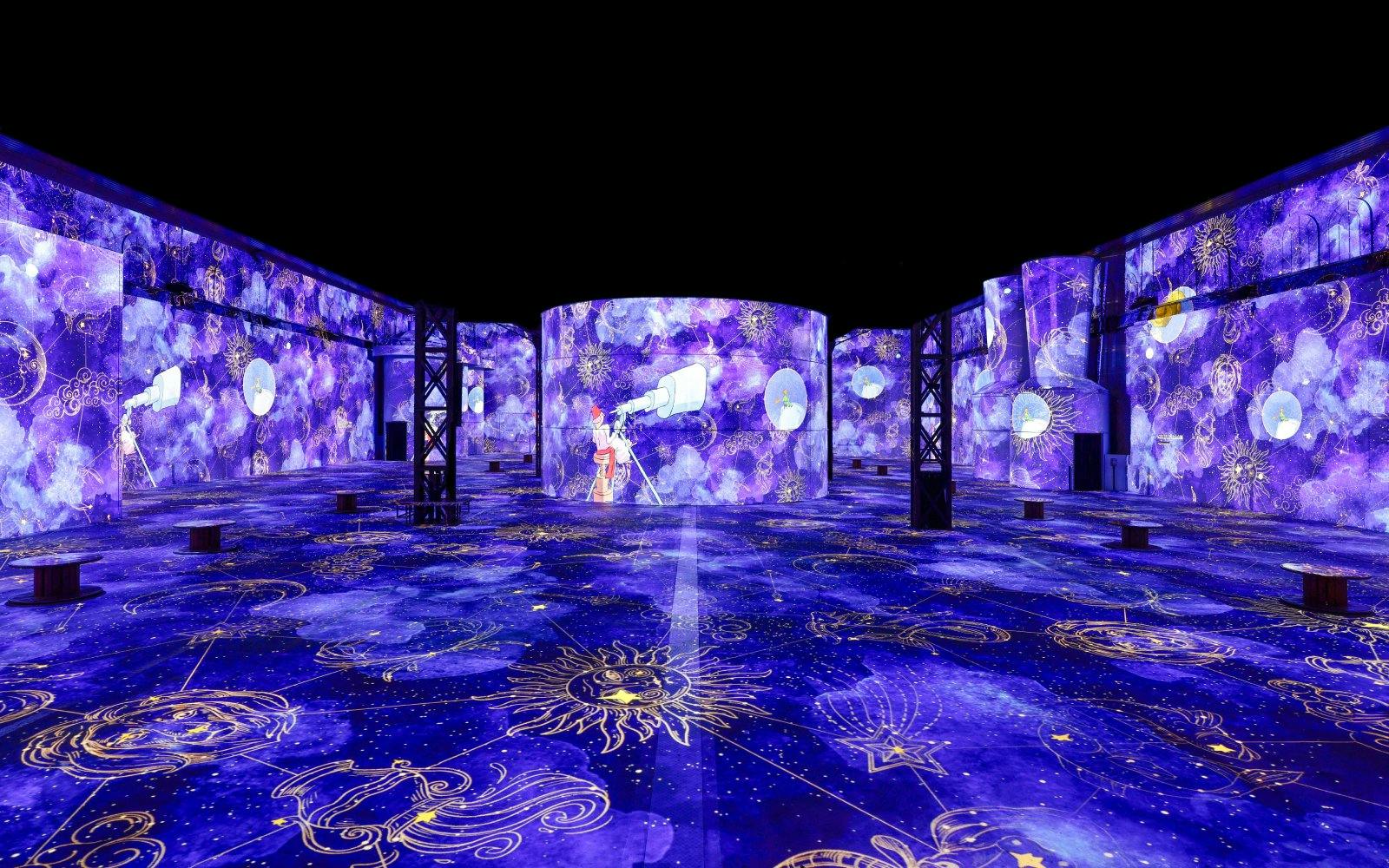 Immersive digital art projections at Phoenix des Lumières art center.