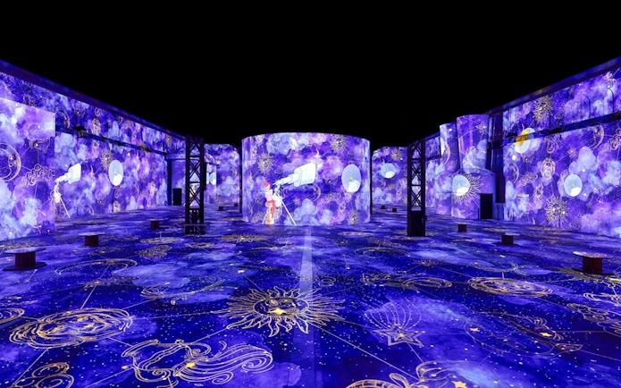 Immersive digital art projections at Phoenix des Lumières art center.