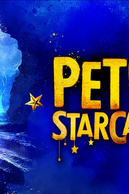 Silhouette of a child reaching towards a ship in a blue sea, with "Peter and the Starcatcher" text.