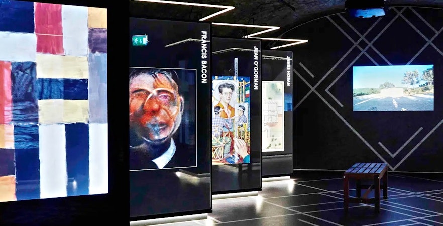 Interactive exhibit at EPIC Museum Dublin featuring Francis Bacon artwork.