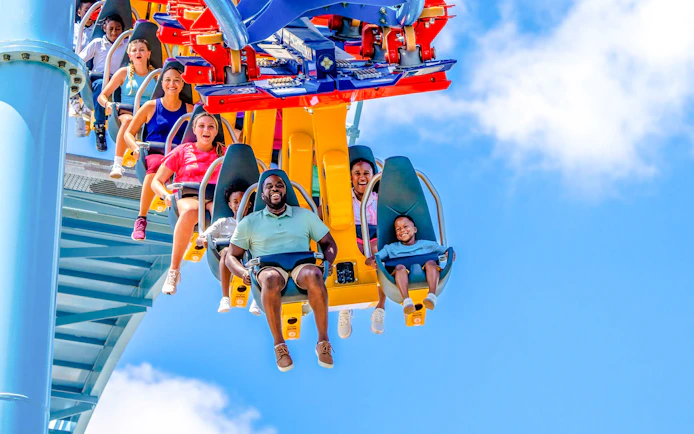 Visitors enjoying a roller coaster ride at Busch Gardens Tampa.
