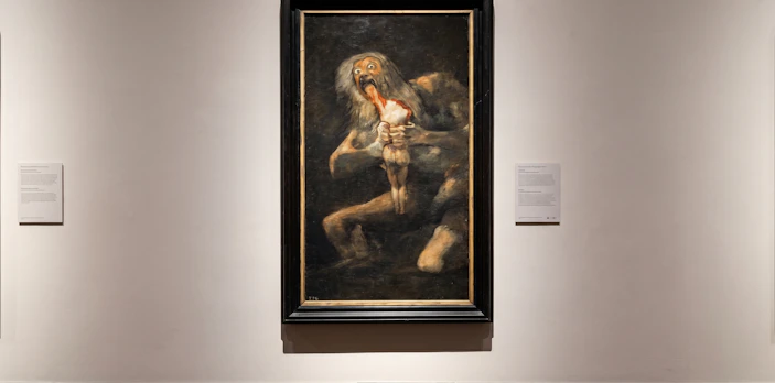 Goya's "Saturn Devouring His Son" painting at Prado Museum, Madrid.