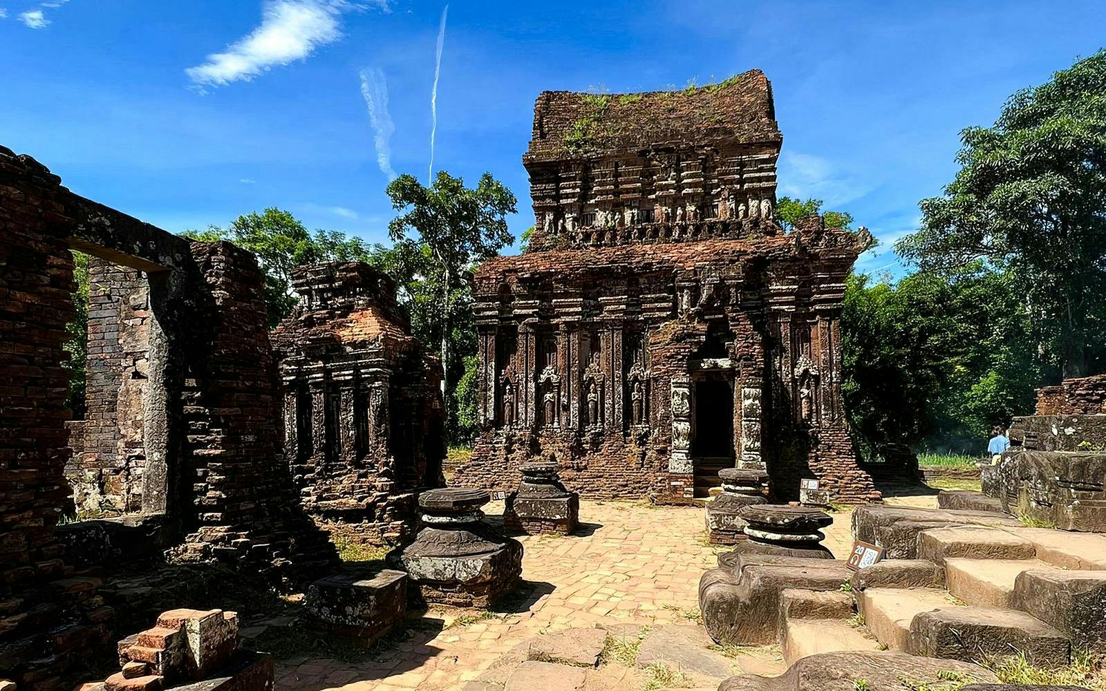Mỹ Sơn Sanctuary ancient Hindu temple ruins in central Vietnam surrounded by lush greenery.