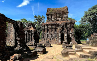 Mỹ Sơn Sanctuary ancient Hindu temple ruins in central Vietnam surrounded by lush greenery.