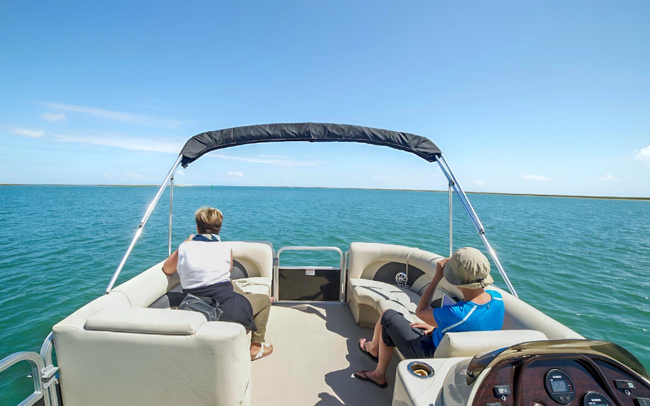 Boat tour on Ria Formosa towards Deserta and Farol Islands, Algarve.