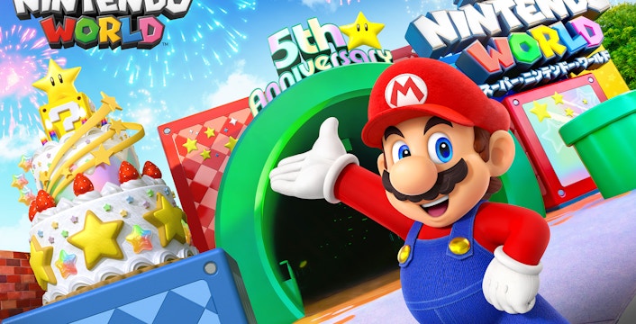 Super Nintendo World entrance with Mario at Universal Studios Japan.