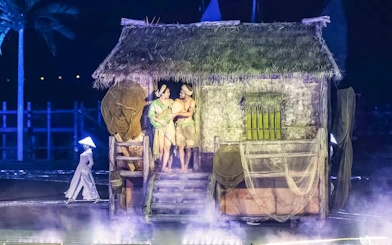 Performers in traditional attire at Hoi An Memories Show, Vietnam.