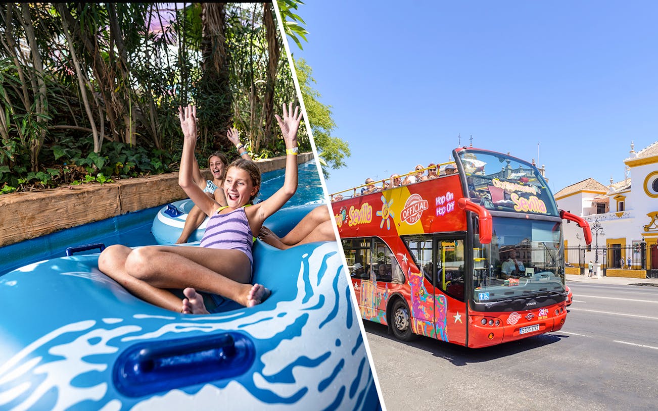 Girls enjoying the ride at Isla Magica\City Sightseeing Seville
