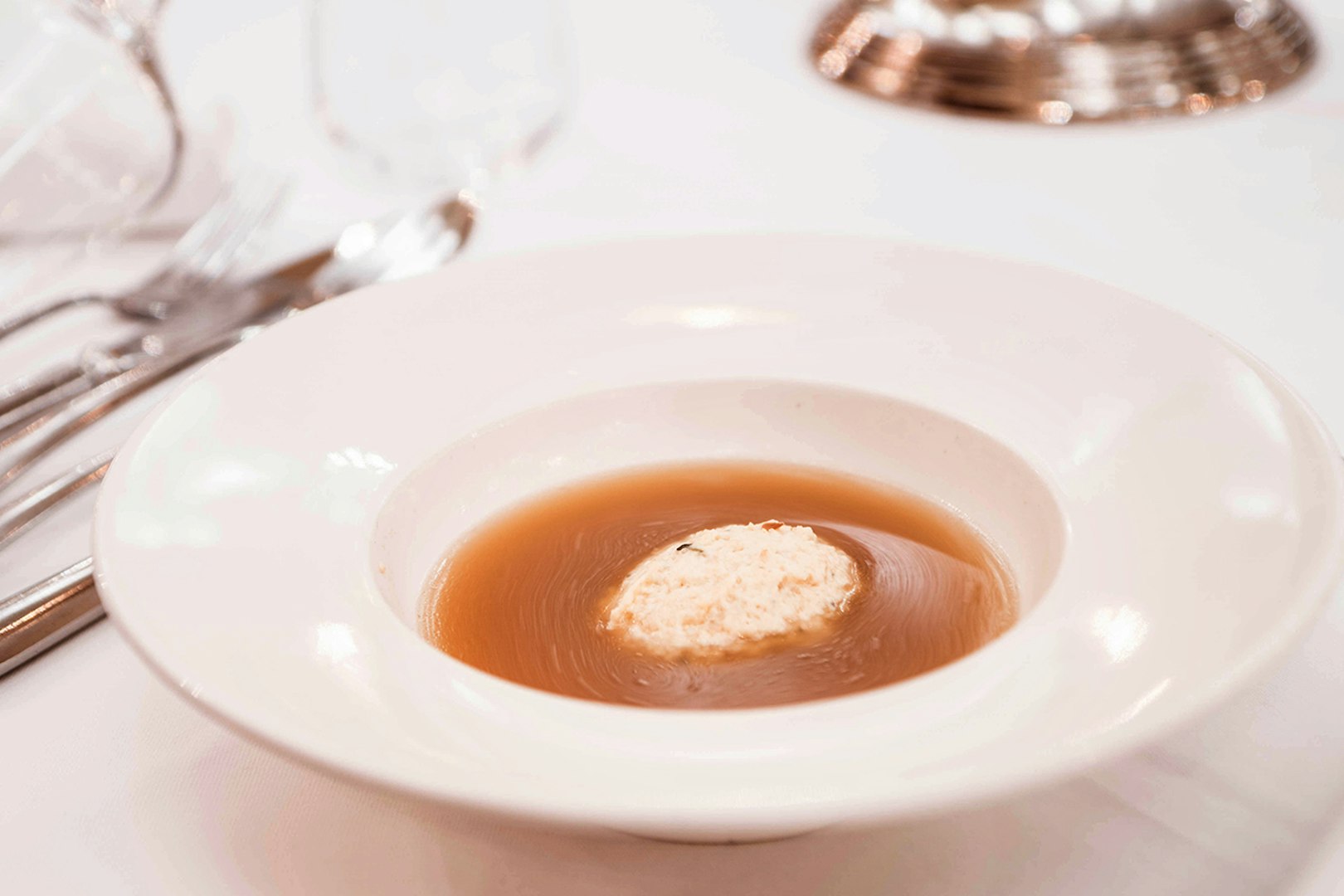 Soup served as part of a 3-course dinner at a Mozart concert in Salzburg.