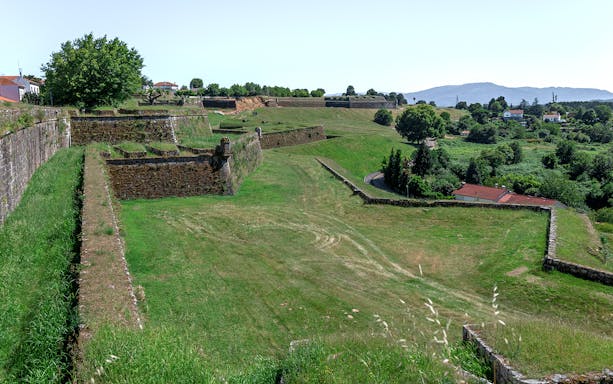 Valença Fortress walls and green landscape on Santiago de Compostela tour.