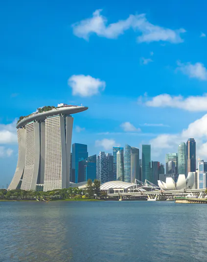 Marina Bay Sands and skyline with ArtScience Museum, Singapore.
