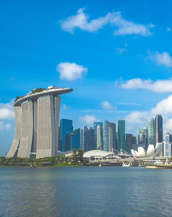 Marina Bay Sands and skyline with ArtScience Museum, Singapore.