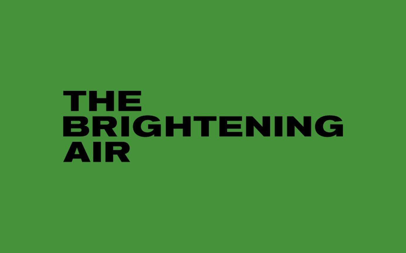 Text 'The Brightening Air' on a green background