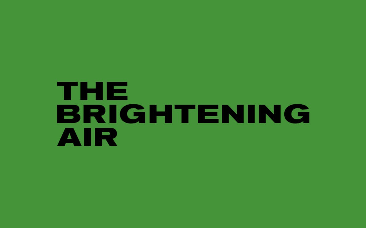 Text 'The Brightening Air' on a green background