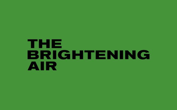 Text 'The Brightening Air' on a green background