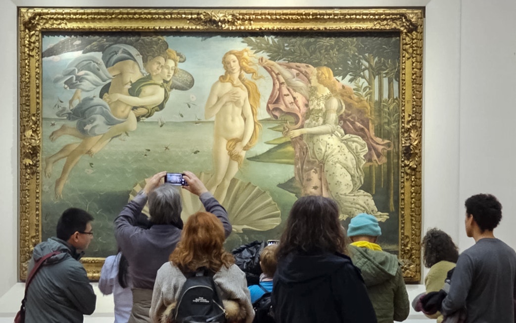 Sandro Botticelli's Birth of Venus painting at Uffizi Gallery, Florence.