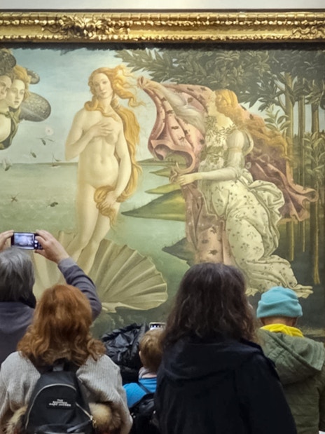 Sandro Botticelli's Birth of Venus painting at Uffizi Gallery, Florence.
