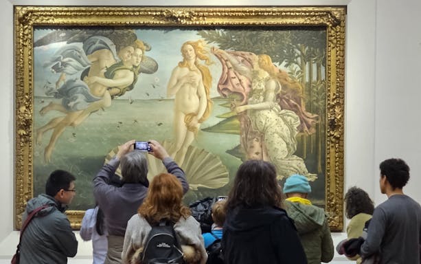 Sandro Botticelli's Birth of Venus painting at Uffizi Gallery, Florence.