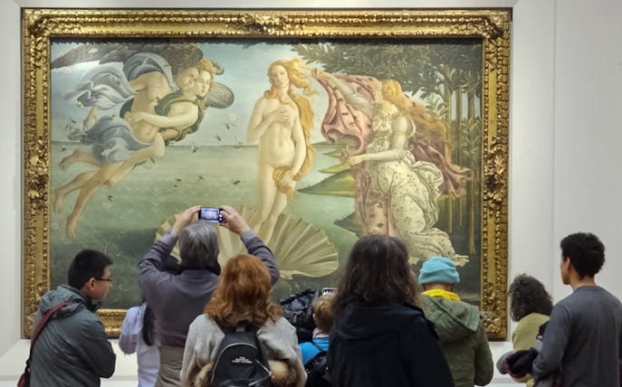 Sandro Botticelli's Birth of Venus painting at Uffizi Gallery, Florence.