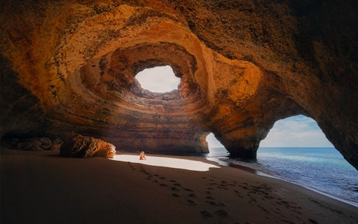 Benagil Cave with ocean view, Albufeira Sunset Cruise.