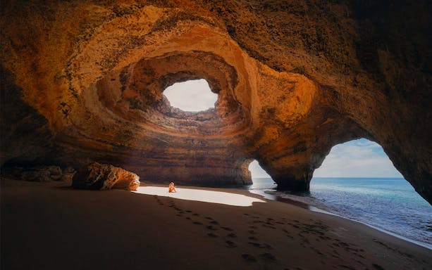 Benagil Cave with ocean view, Albufeira Sunset Cruise.