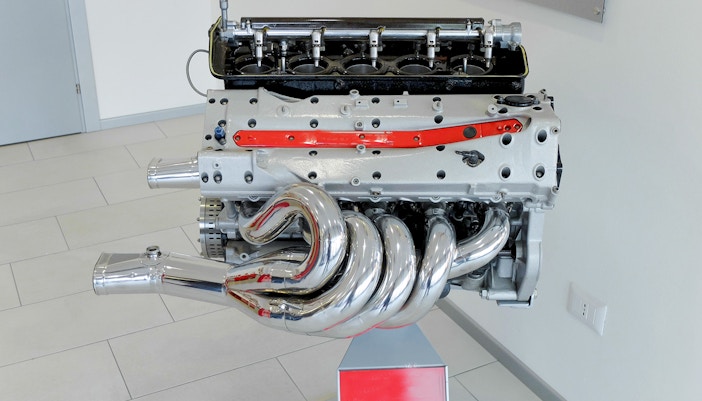 Ferrari engine display at Ferrari Museum Maranello.