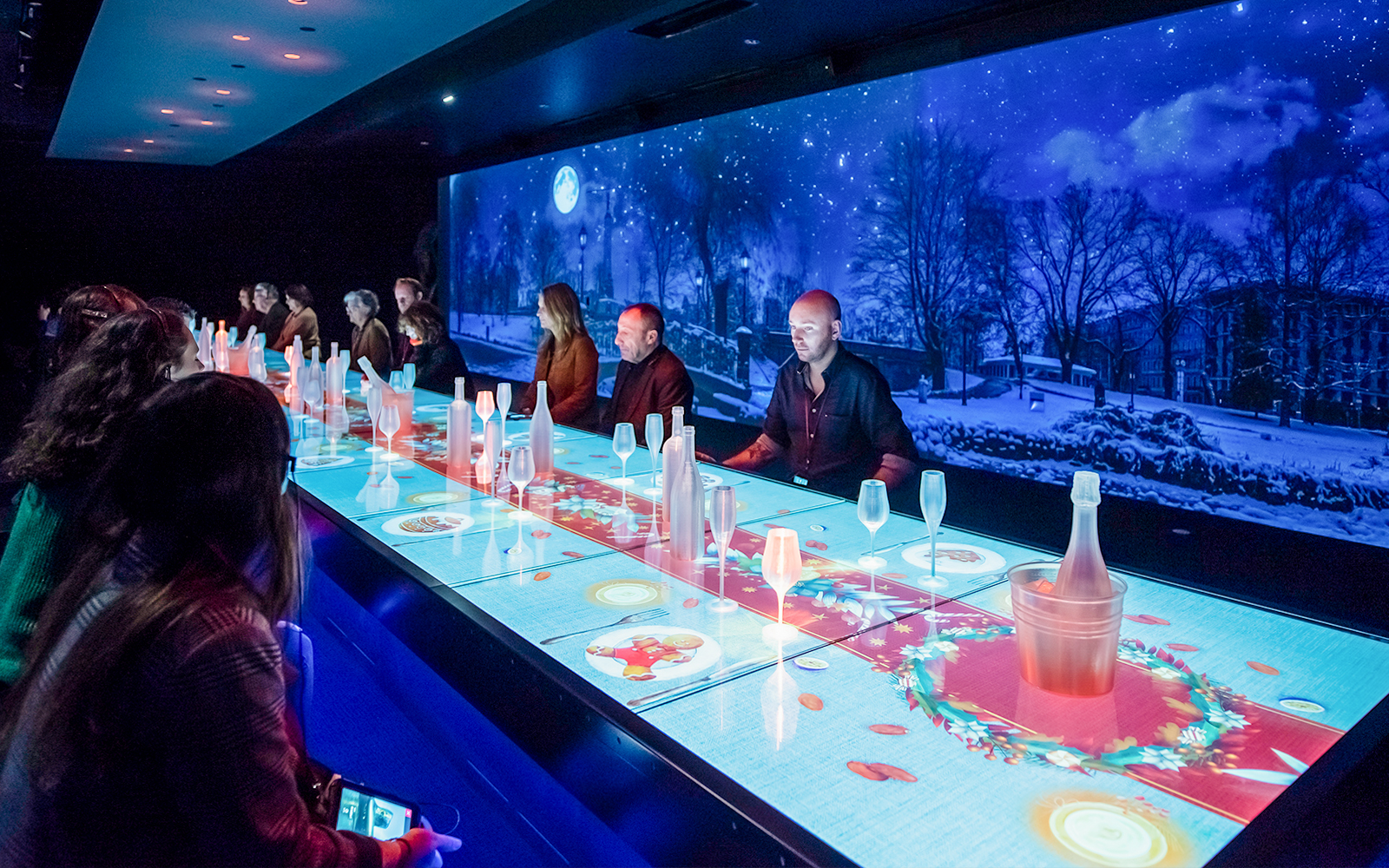 Customers participating in a wine tasting experience at Cite du Vin, Bordeaux.