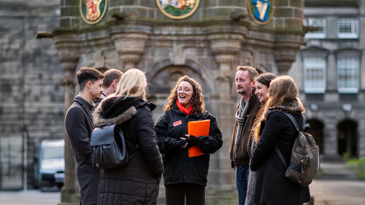 Group on Edinburgh Ghostly Underground Walking Tour with guide.