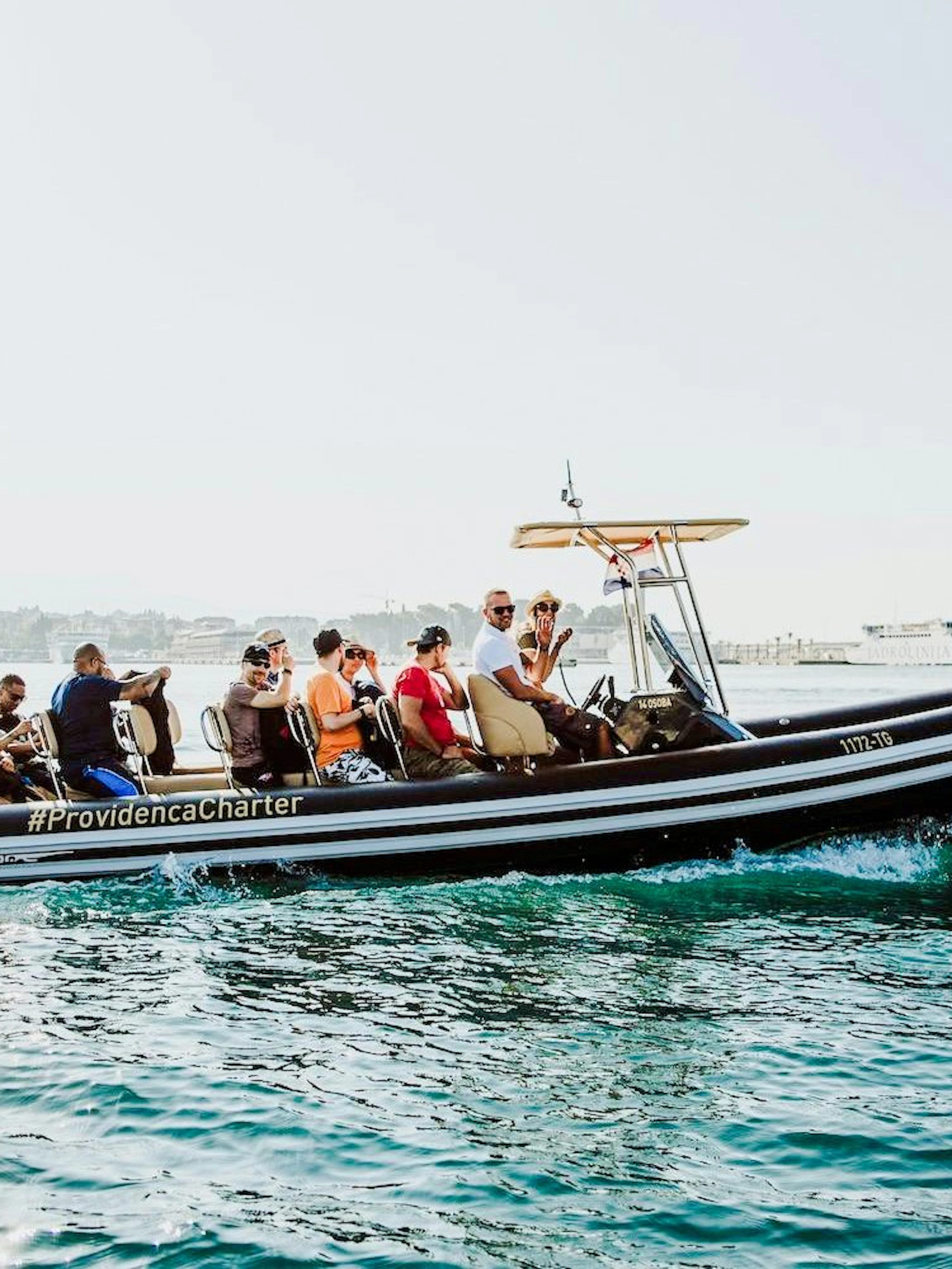 Speedboat with tourists on Blue Cave tour from Split.