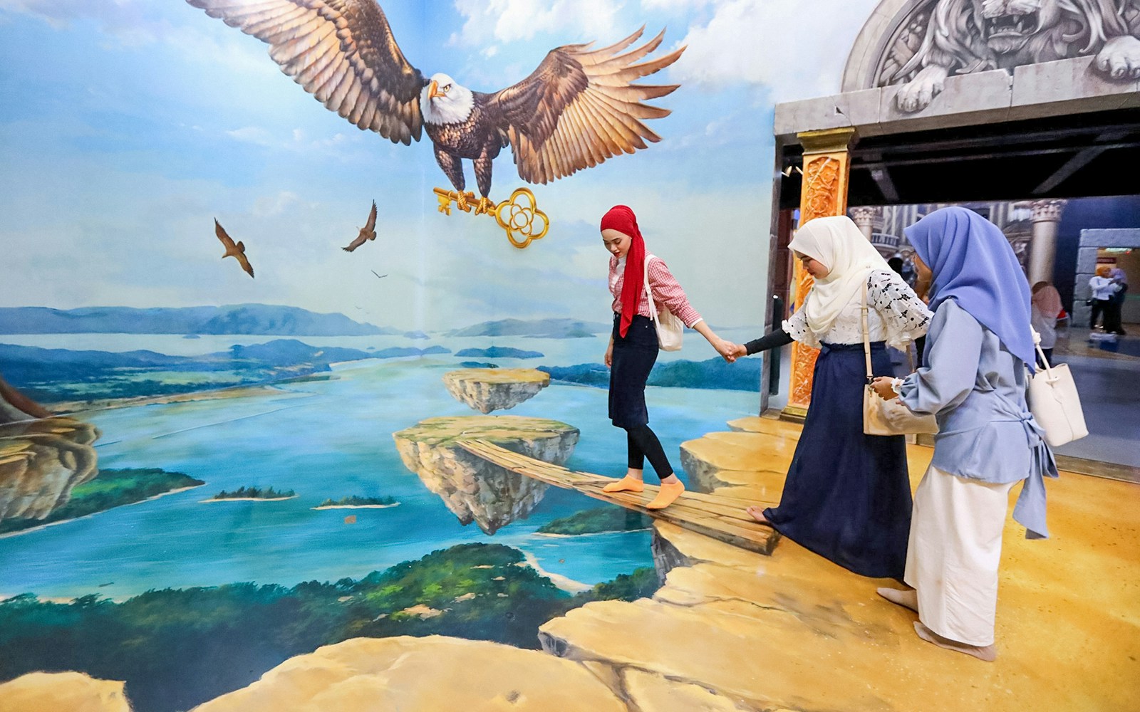 Tourist enjoying 3D Art, Langkawi