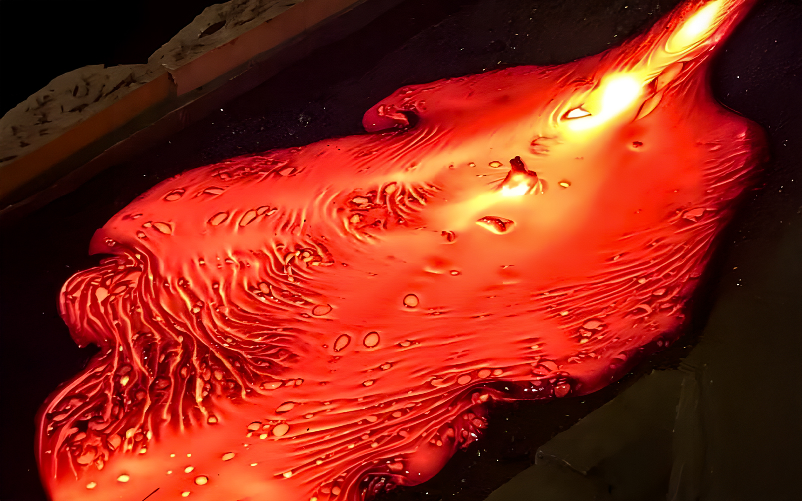 Molten lava flow at Lava Show in Reykjavik.