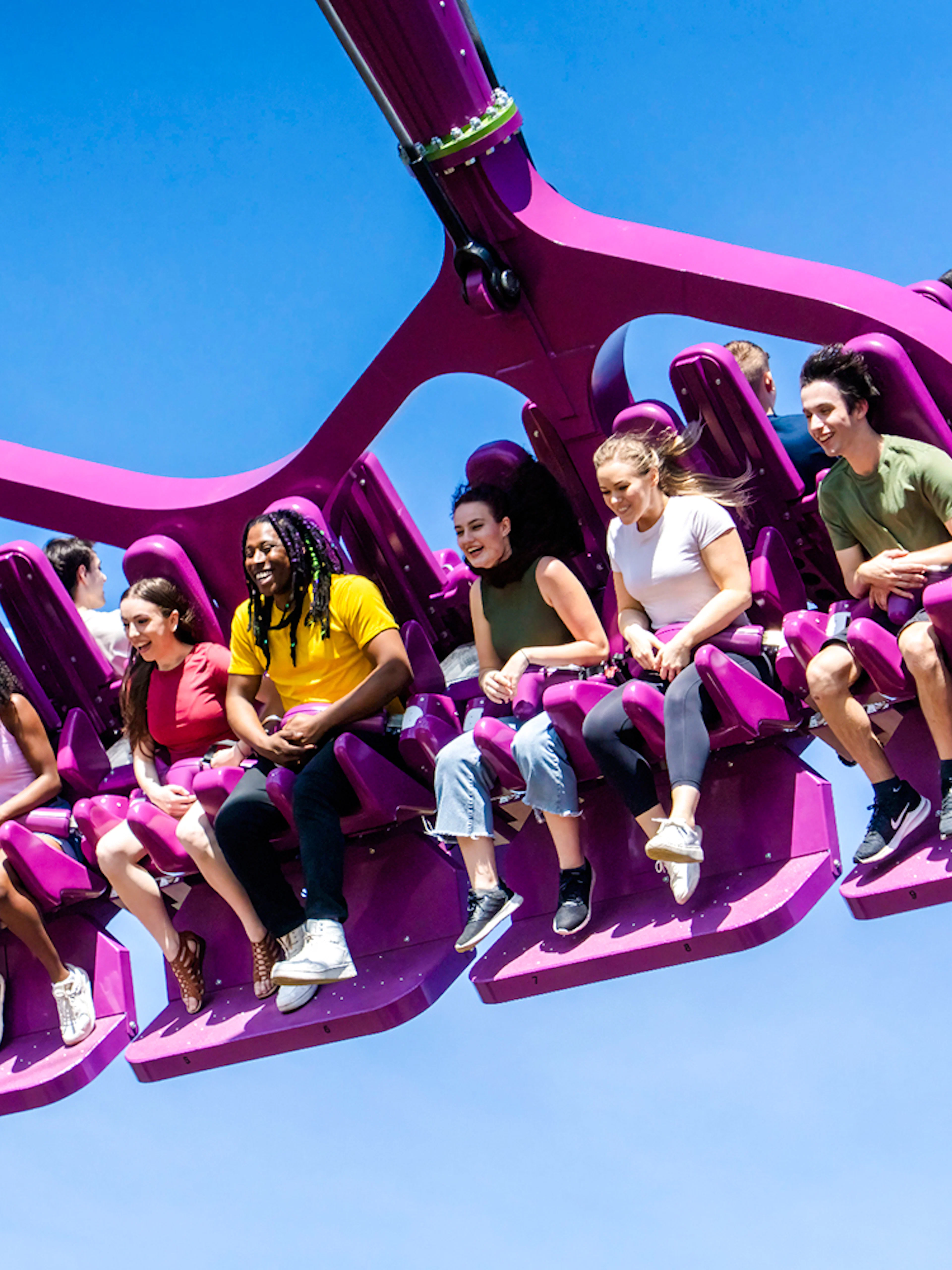 Visitors enjoying a thrill ride at Busch Gardens Tampa.