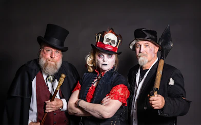 Tour guides in Victorian costumes for San Diego Ghosts & Gravestones Tour.