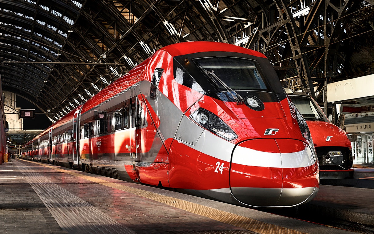 Trenitalia train at Rome Termini Station platform ready for departure to Florence.