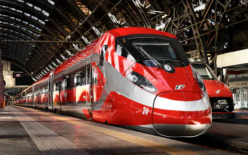 Trenitalia train at Rome Termini Station platform ready for departure to Florence.