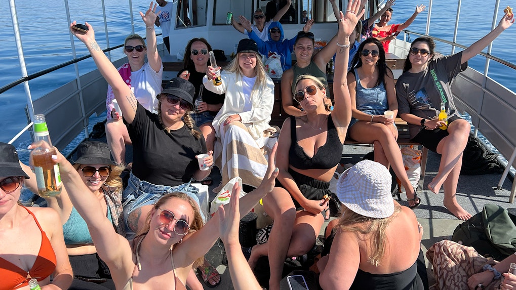 Group enjoying a boat cruise on the Blue Lagoon Šolta.