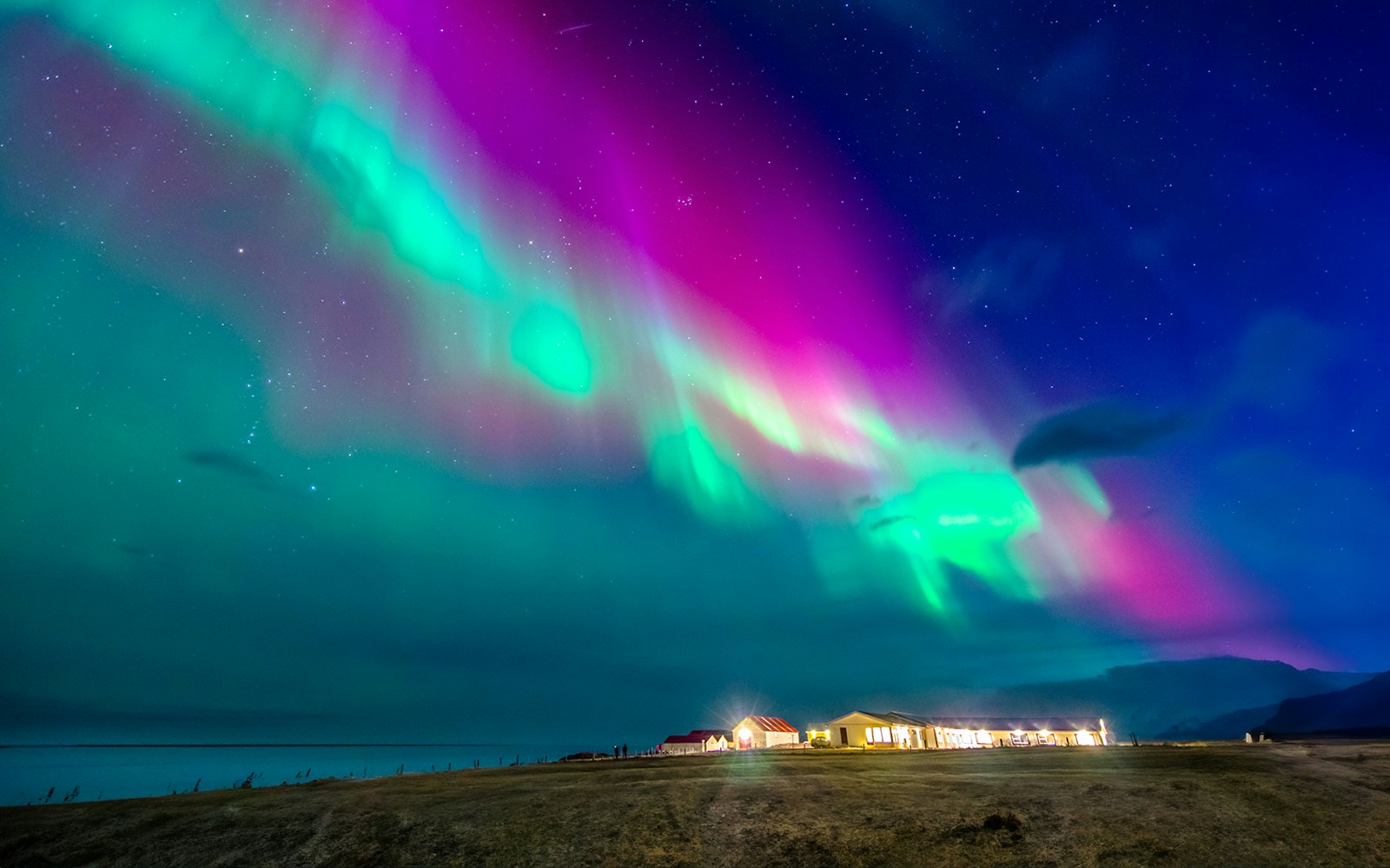 Northern Lights over a house in Rovaniemi, Finland.