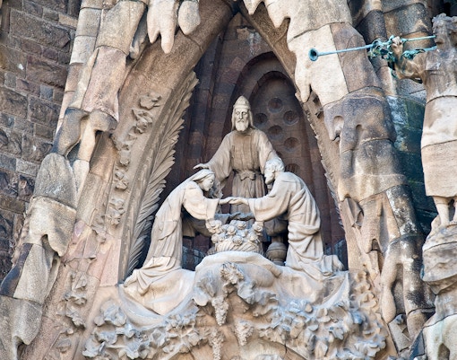 Sagrada Familia Glory Facade in Barcelona showcasing intricate architectural details.