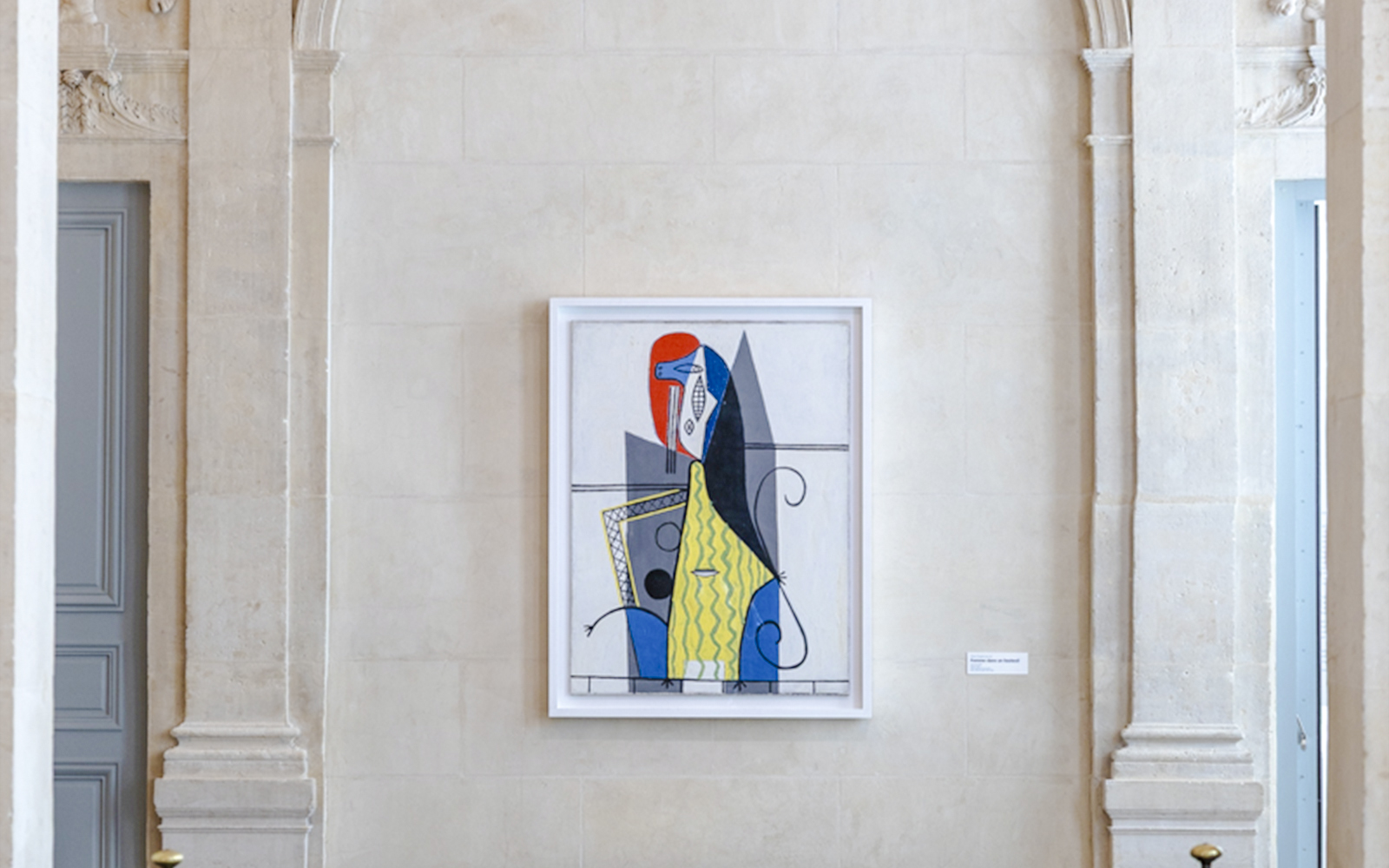Artwork displayed in Picasso Museum, Paris, featuring abstract geometric shapes.