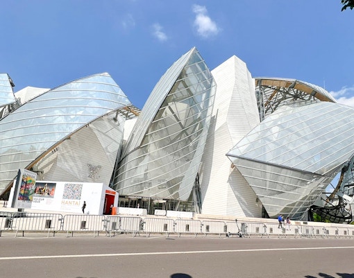 Louis Vuitton Foundation building with glass sails in Paris.