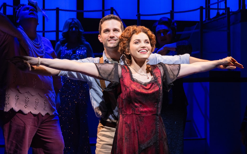 Actors performing iconic Titanic scene in Titanique musical