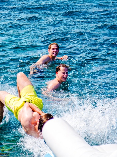 Guests swimming during Blue Lagoon and 3 Island tour from Split.