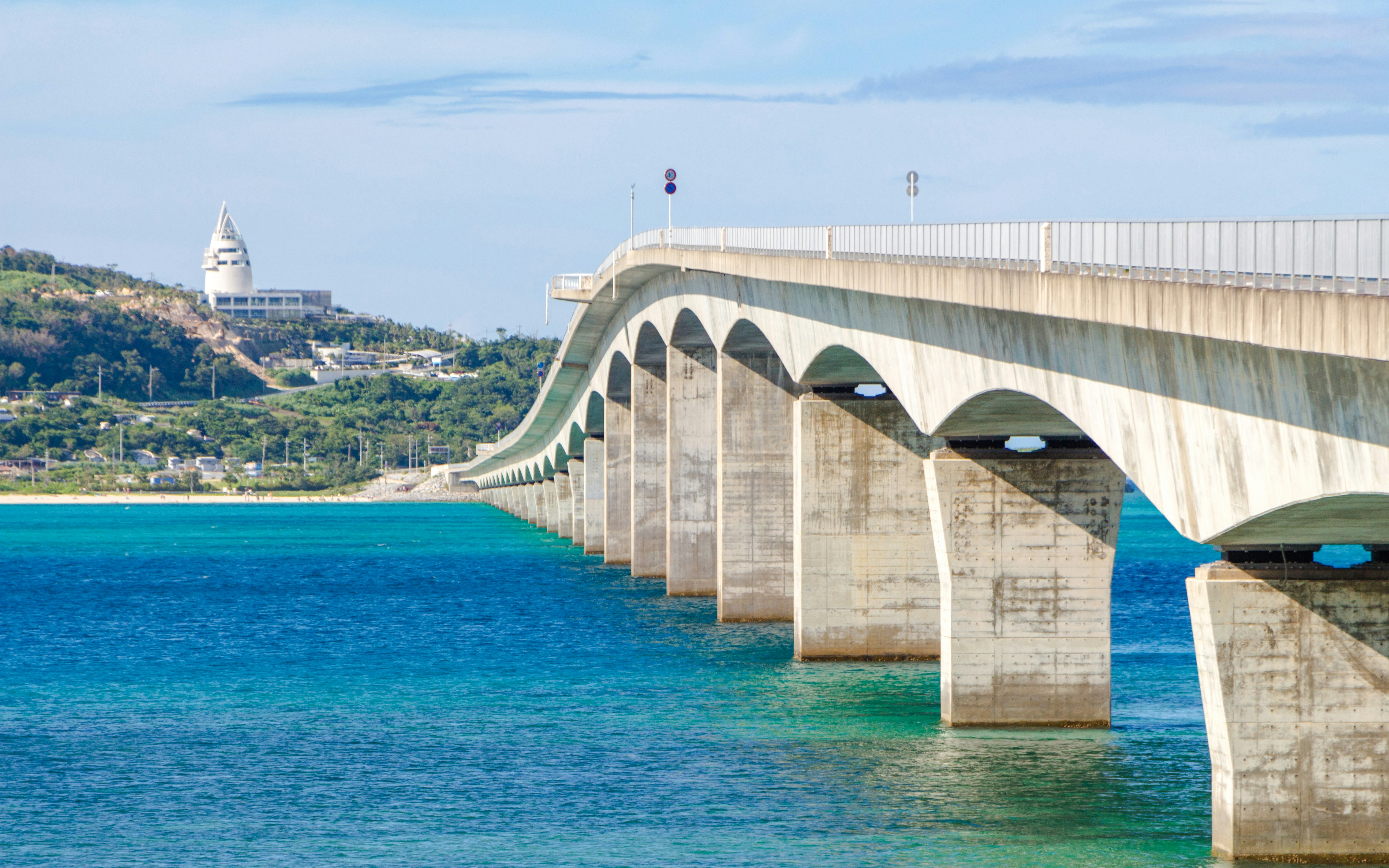 Okinawa's blue sea and Kouri Bridge