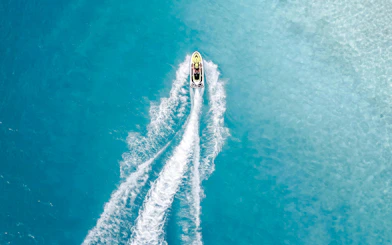Jet ski on turquoise waters in Cannes, French Riviera, France.